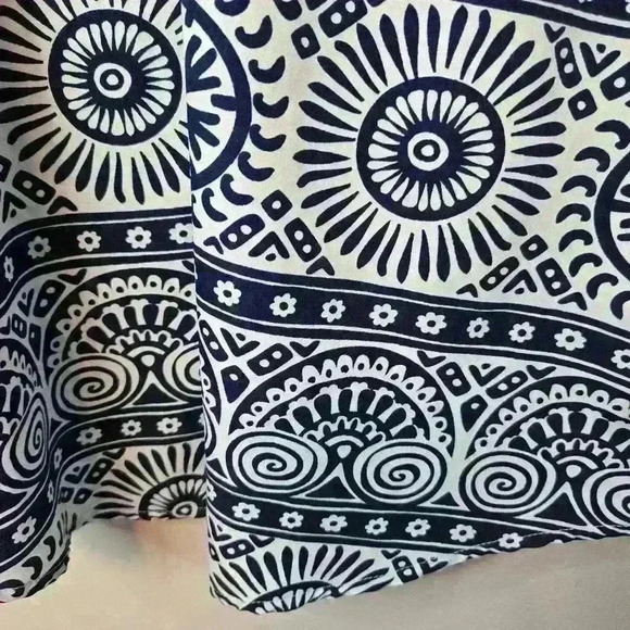 Mud Pie Oversize Peasant Blouse Top White Tribal Circle Print Size S - Picture 5 of 8